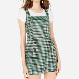 🌸New🌸 Plaid Square Neck Green Romper Fishbowl S